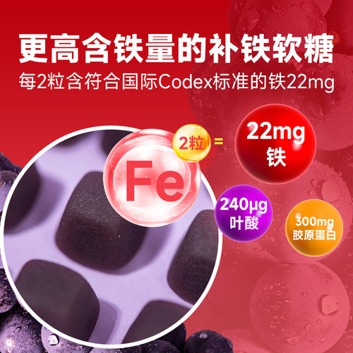 悠哈味觉糖进口UHA含铁富铁补铁营养软糖葡萄味孕妇气色20/30日量 - 图3
