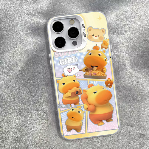 水豚噜噜适用苹果17手机壳iphone16promax带挂绳15汉堡14mini卡通13可爱12/8plus/x/11防摔xr女款7卡皮巴拉套 - 图2