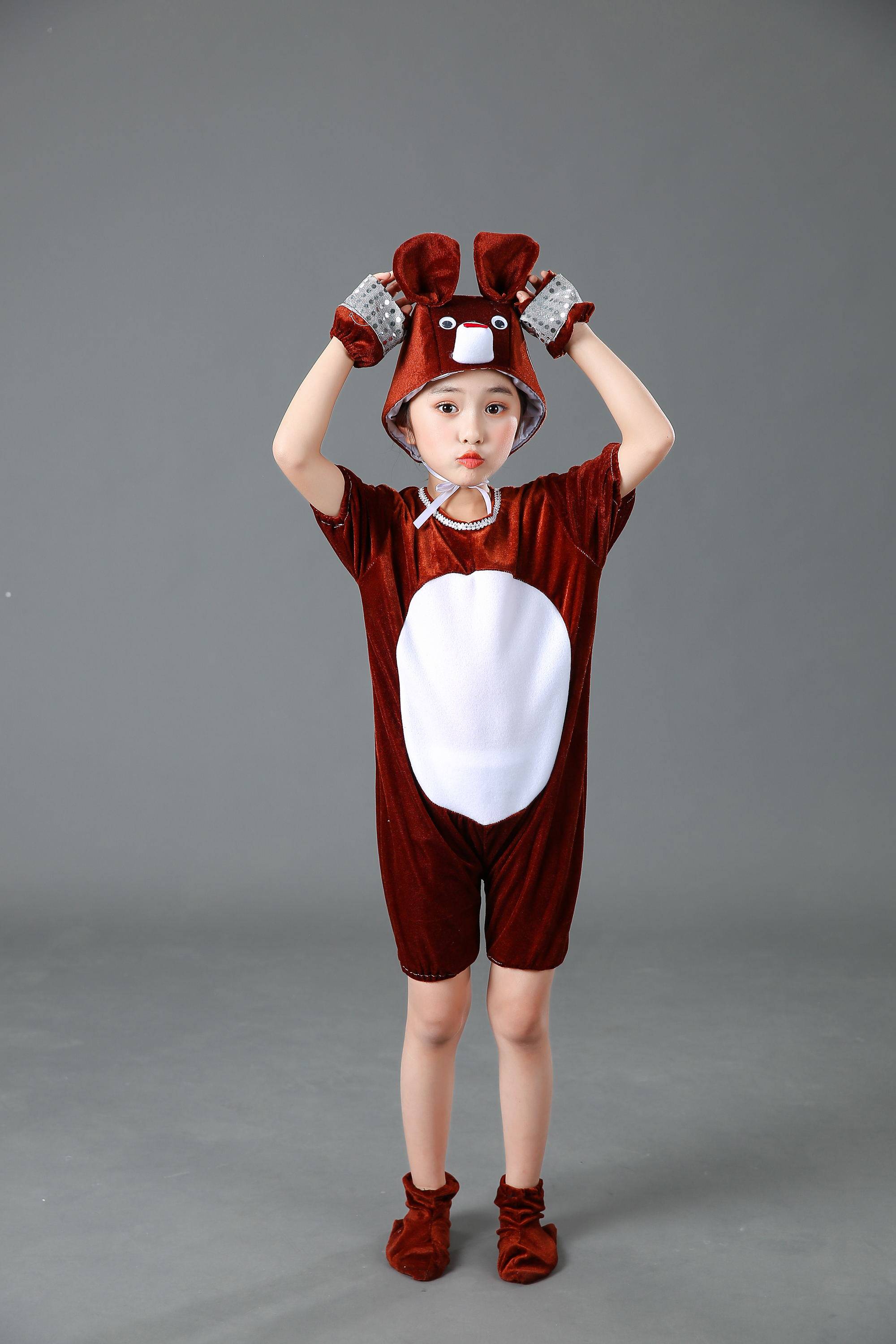 新款六一儿童小熊表演服狗熊演出服棕熊动物服男女童卡通服话剧服