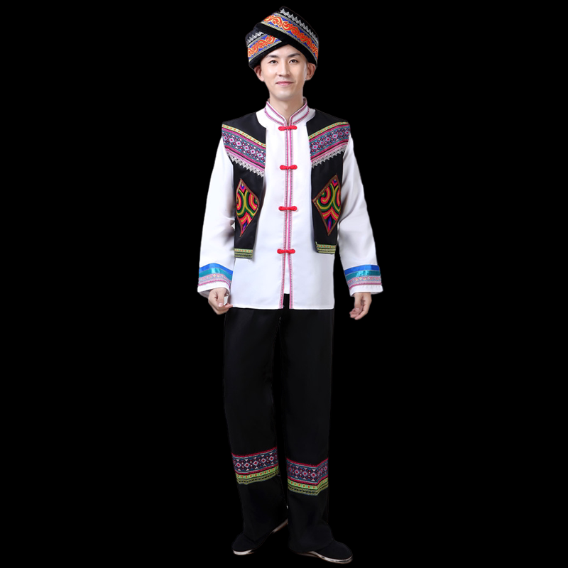 少数民族服装男士舞台纳西族特色服饰套装名族演出服装舞蹈表演服