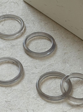 极细玛瑙戒指高级感灰色玉髓玛瑙扳指戒指玉石素圈