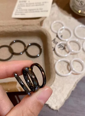 细款黑曜石戒指尾戒高级感小众设计菱形切面黑色指环招财转运