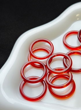 天然细款红玛瑙戒指女款转运戒指大红玉髓戒指男女食指戒尾戒