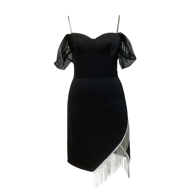 欧洲站高级纯欲一字肩吊带女连衣裙 ruuhee连衣裙