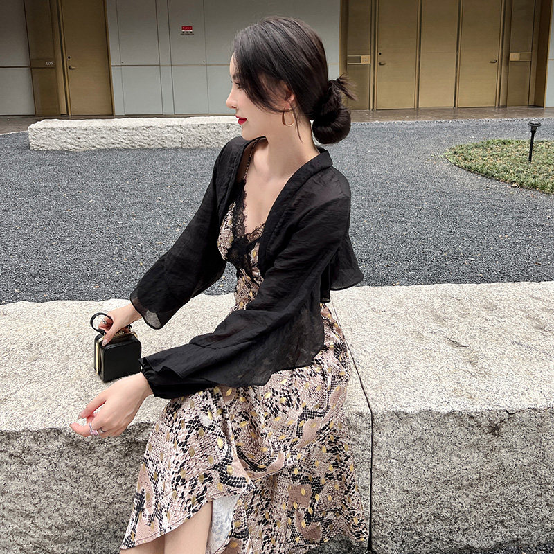 欧洲站短款雪纺开衫夏季新款防晒衫 ruuhee蕾丝衫/雪纺衫