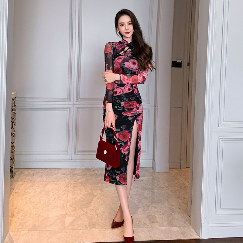 欧洲站年轻款高端气质改良连衣裙 ruuhee旗袍