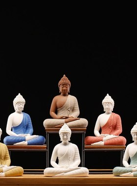 禅意摆件陶瓷佛像释迦摩阿弥陀佛三宝如来佛摆件药师佛尼坐像像佛