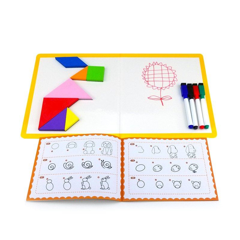 磁性七巧板智力拼图磁力画板幼儿园涂鸦简笔画儿童益智早教玩具46,淘宝优惠券,粉丝福利购,淘宝优惠卷