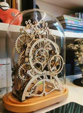 欧式椭圆形玻璃罩摆件装饰防尘罩实木底座客厅样板房玻璃罩装饰品