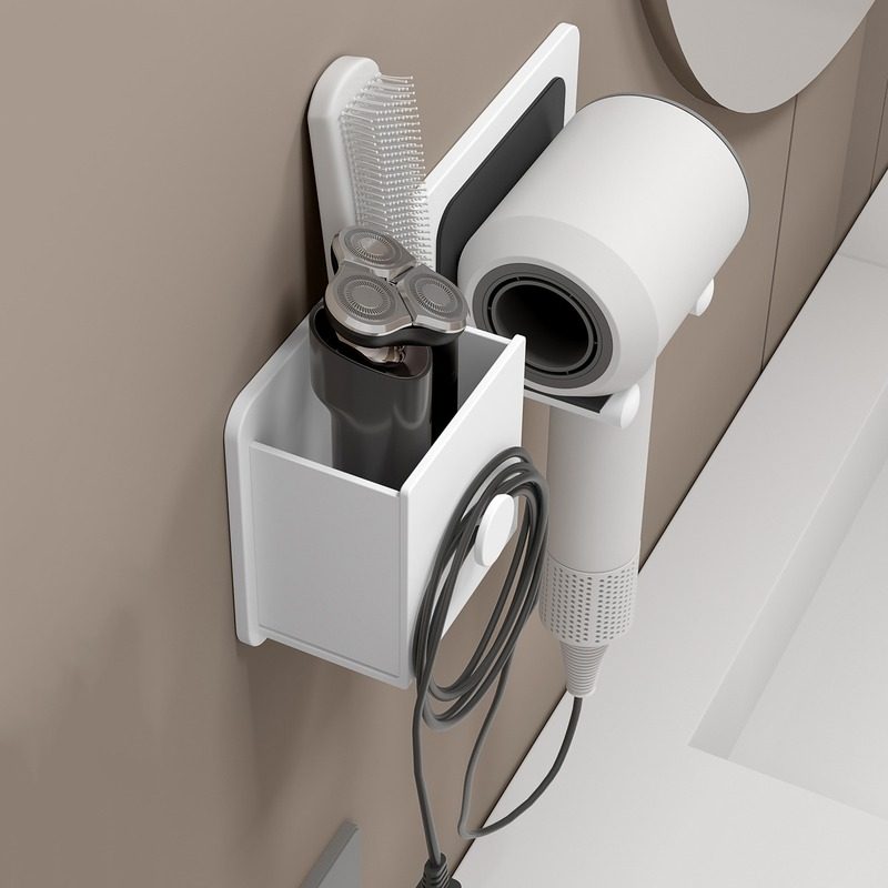 吹风机置物架免打孔卫生间电吹风支架壁挂式收纳挂架墙面筒风浴室,淘宝优惠券,粉丝福利购,淘宝优惠卷