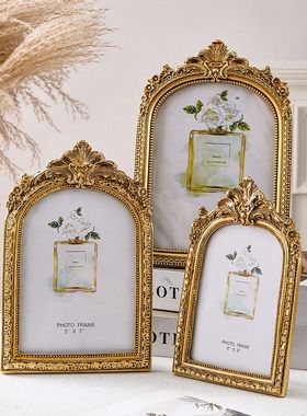 欧式复古金色拱形花边装饰婚庆展示相框家居装饰照片用于框照片