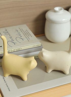 简约轻奢风动物小猫边摆件酒柜装饰餐电视柜客厅玄关工艺品柜陶瓷