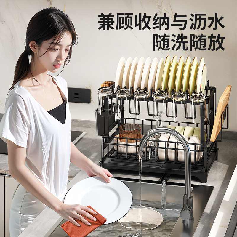 跨境爆款自卸水收纳家用置物架水槽架台面厨房碗碟窗台筷新款沥水,淘宝优惠券,粉丝福利购,淘宝优惠卷