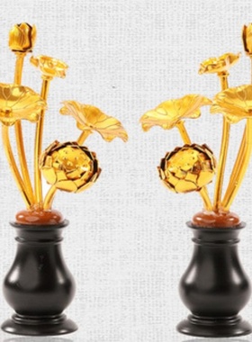 镀金莲花迷你彩绘客厅莲花用品拜花唐秘咒宗畅花家居装饰禅宗风格