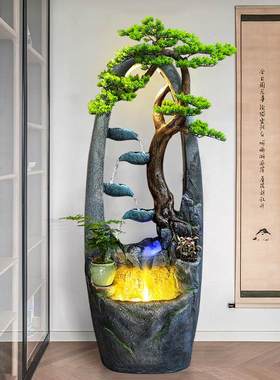 客厅中式流水喷泉摆件室内循环水生财装饰落地假山鱼缸景观加湿器