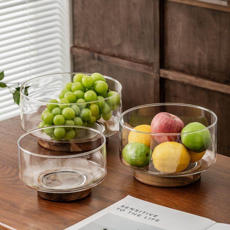 简约玻璃果盘客厅糖果盆点心盘碗收纳盒甜点木质高脚干果零食,淘宝优惠券,粉丝福利购,淘宝优惠卷