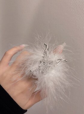 新款 戒指女小众设计2022年新款潮时尚个性羽毛开口仙配饰