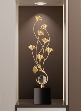 银杏叶入户玄关装饰摆件轻奢高档客厅电视柜壁龛搬家乔迁新居礼物