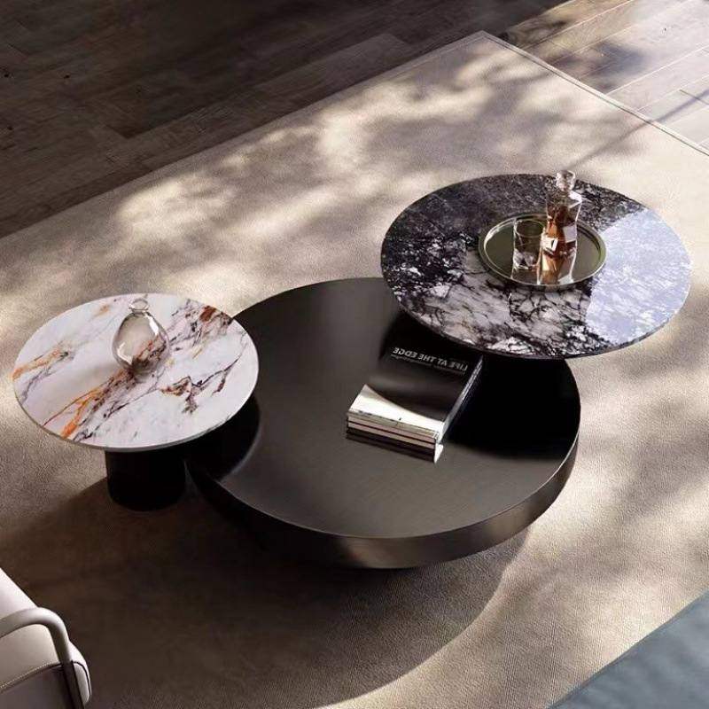 极简意式岩板大小茶几组合圆形轻奢客厅现代简约不锈钢设计师茶桌,淘宝优惠券,粉丝福利购,淘宝优惠卷