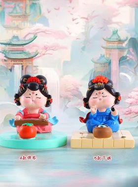 古风美女唐小环琴棋书画支架追剧懒人桌面神器手机系列装饰品摆件