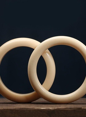 猛犸象牙满纹细圆条宽版贵妃镯子复古素圈猛犸象牙手镯女