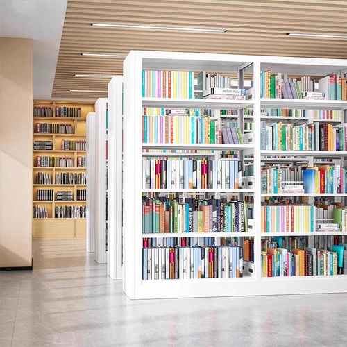 学校图书馆钢制书架落地置物架加厚档案架阅览室书店单双面资料架 - 图0