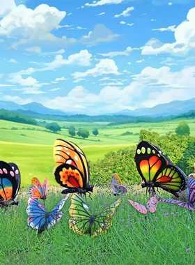 户外仿真蝴蝶玻璃钢雕塑可发光草坪花海公园景区拍照美陈装饰摆件