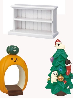 日式杂货ZAKKA食玩圣诞节装饰门猫咪树脂拍摄道具圣诞树摆件南瓜