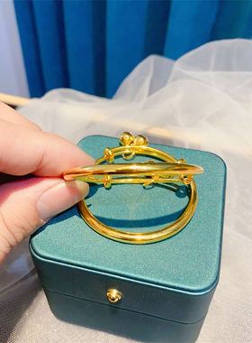 沙金手镯宝宝婴儿小孩儿童手镯长命百岁平安长命锁满月周岁礼物