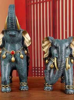 铜一家全黄铜摆件吉祥大象客厅对象新品办公室玄关招财吸水家居