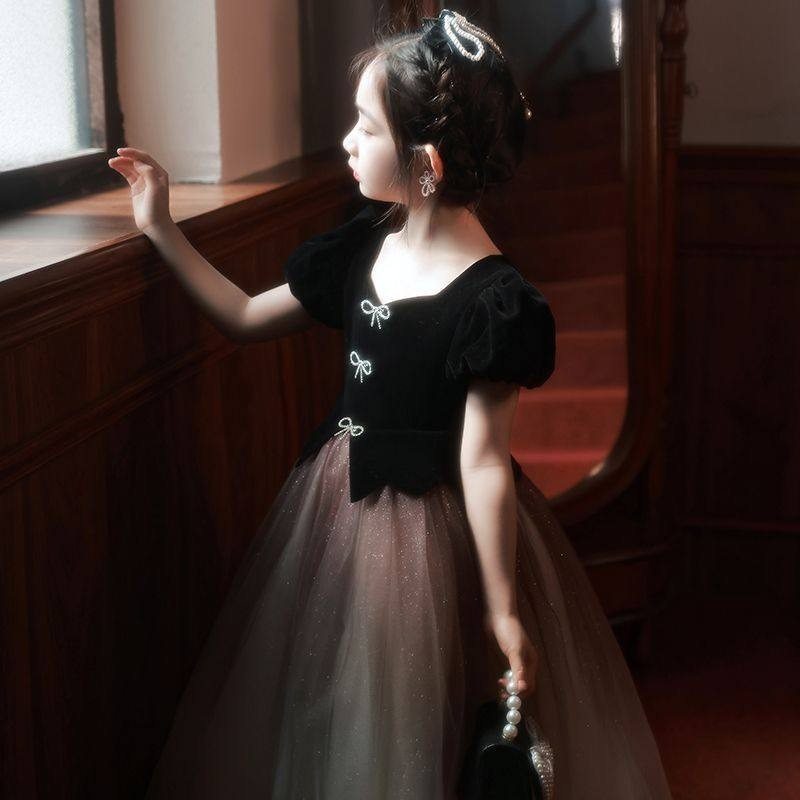 大码胖女孩黑色礼服公主裙赫本风花童婚纱裙生日主持人钢琴演出服,淘宝优惠券,粉丝福利购,淘宝优惠卷
