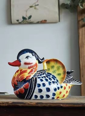 陶瓷鸳鸯摆件情侣卧室房间装饰品创意人摆设礼物床头送客厅结婚