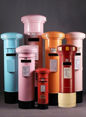 复古铁艺邮筒摆件邮桶邮政信箱模型服装店酒吧道具落地装饰品邮箱