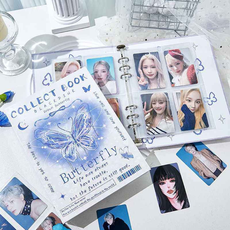 ins氛围感蝴蝶卡册册追星浪漫A5卡宫格复古收纳活页小超硬外壳四,淘宝优惠券,粉丝福利购,淘宝优惠卷