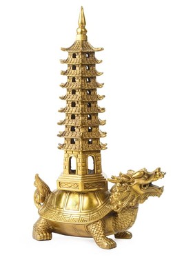 纯铜龙龟塔摆件9九层黄铜文昌塔书房办公室桌面客厅儿童房装饰品