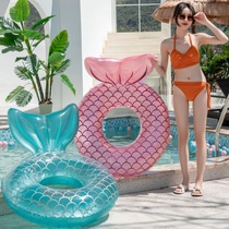 Summer new man fish tail swimming ring Adult Lifebuoy floating floating water chair inflatable floating bed water bubble