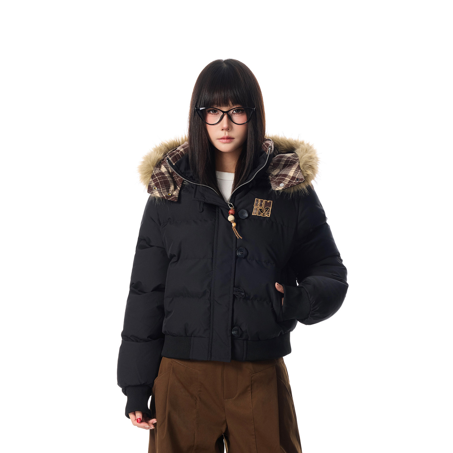 SREK冬季新款美式百搭复古毛领连帽棉服女短款加厚保暖棉衣外套,淘宝优惠券,粉丝福利购,淘宝优惠卷