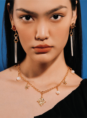 SimpleRituals 马年限定满天星珍珠双面红玛瑙项链女款小马礼物