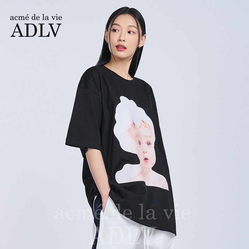 ADLV/泡泡女孩新款韩国潮牌男女同款T恤oversize短袖时尚休闲-图1