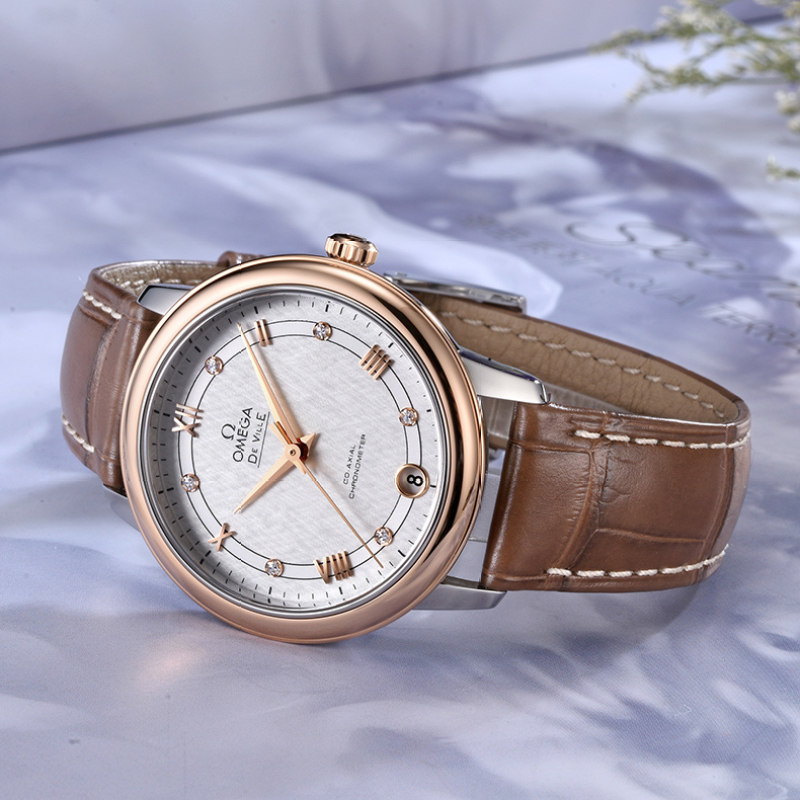 瑞士欧米茄碟飞镶钻机械皮带女表 恒源顺海外瑞士腕表