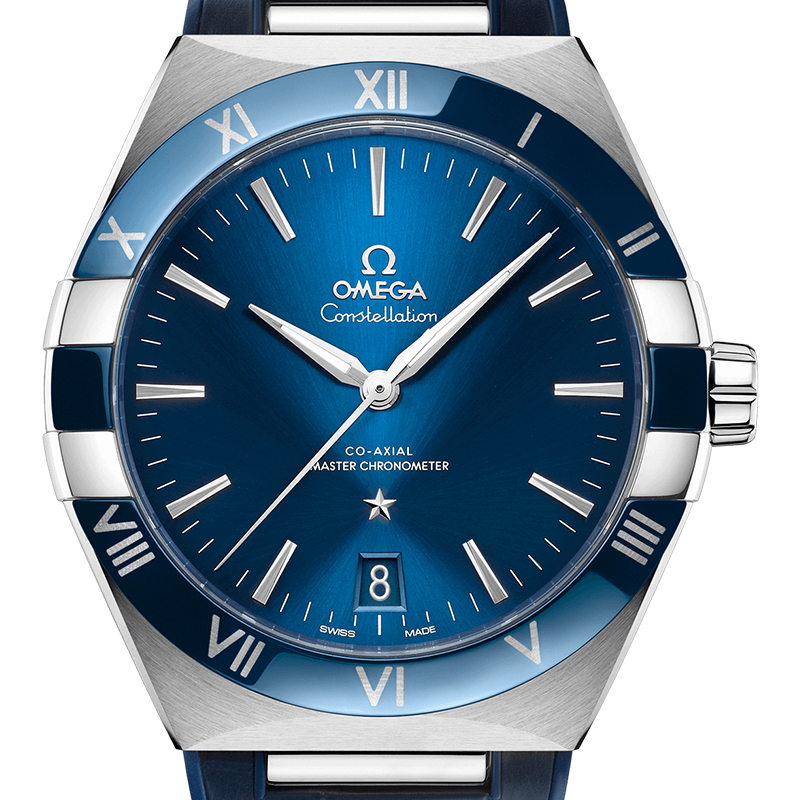 欧米茄星座商务蓝盘机械皮带男表 恒源顺海外瑞士腕表