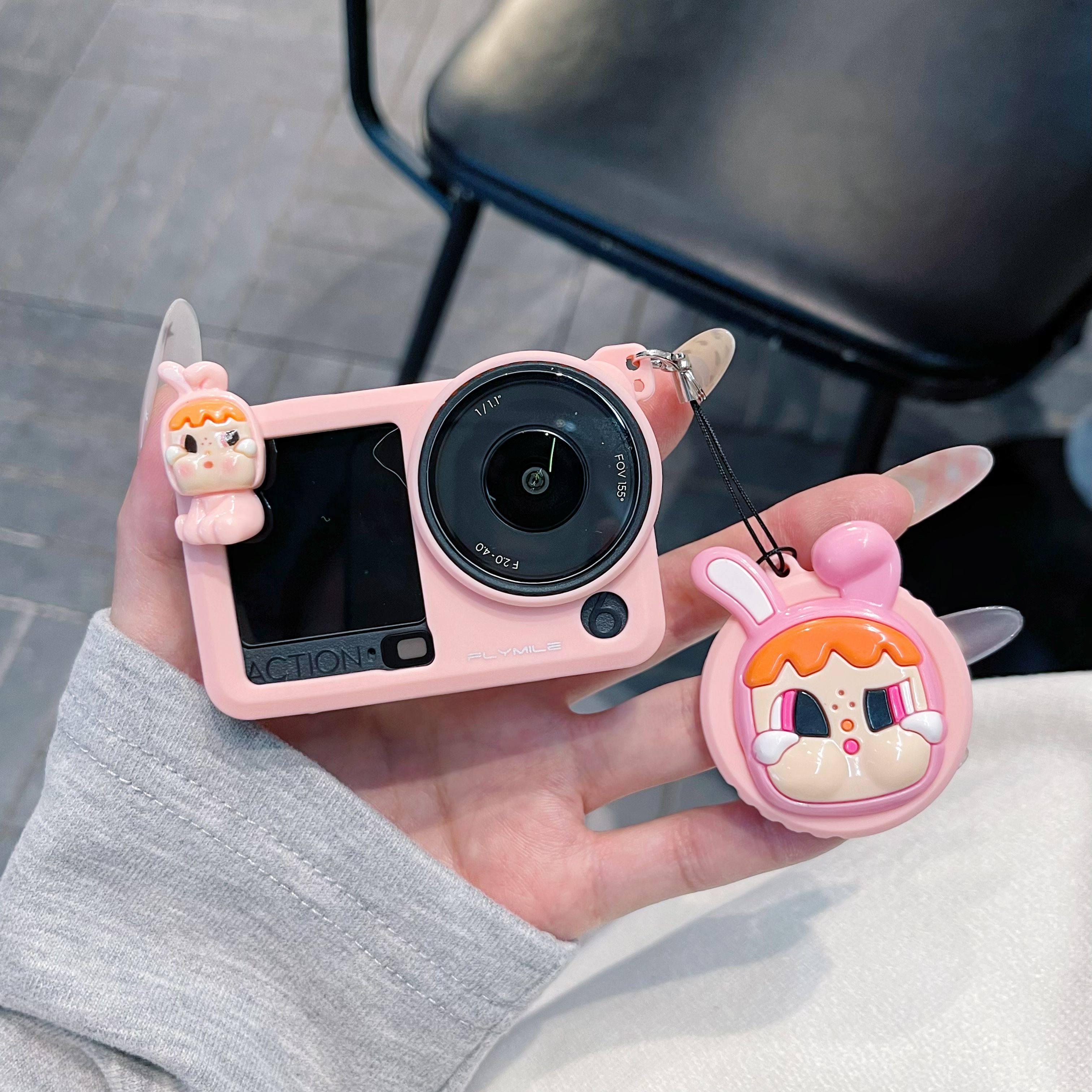 粉色哭娃适用新款大疆Action6运动相机保护套action5pro/4/3收纳盒防丢防刮相机保护套镜头盖防丢保护硅胶套,淘宝优惠券,粉丝福利购,淘宝优惠卷