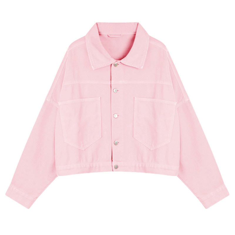 2020秋季新款紫色牛仔短款宽松夹克 翠爵服饰短外套