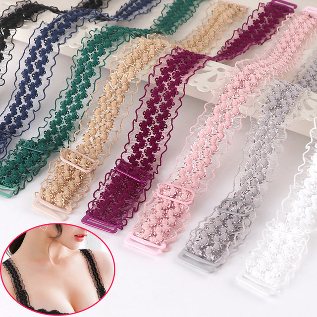 Lace bra invisible ສາຍບ່າກັບຄືນໄປບ່ອນທີ່ສວຍງາມສາຍບ່າໂປ່ງໃສ seamless ມີ lace one-line collar feminine ສາຍ underwear ທີ່ບໍ່ແມ່ນເລື່ອນ