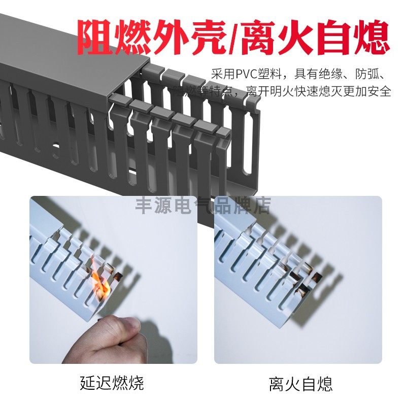 深灰色PVC阻燃线槽工业电箱行走线槽25 30 40 50 60 80明装配线槽,淘宝优惠券,粉丝福利购,淘宝优惠卷