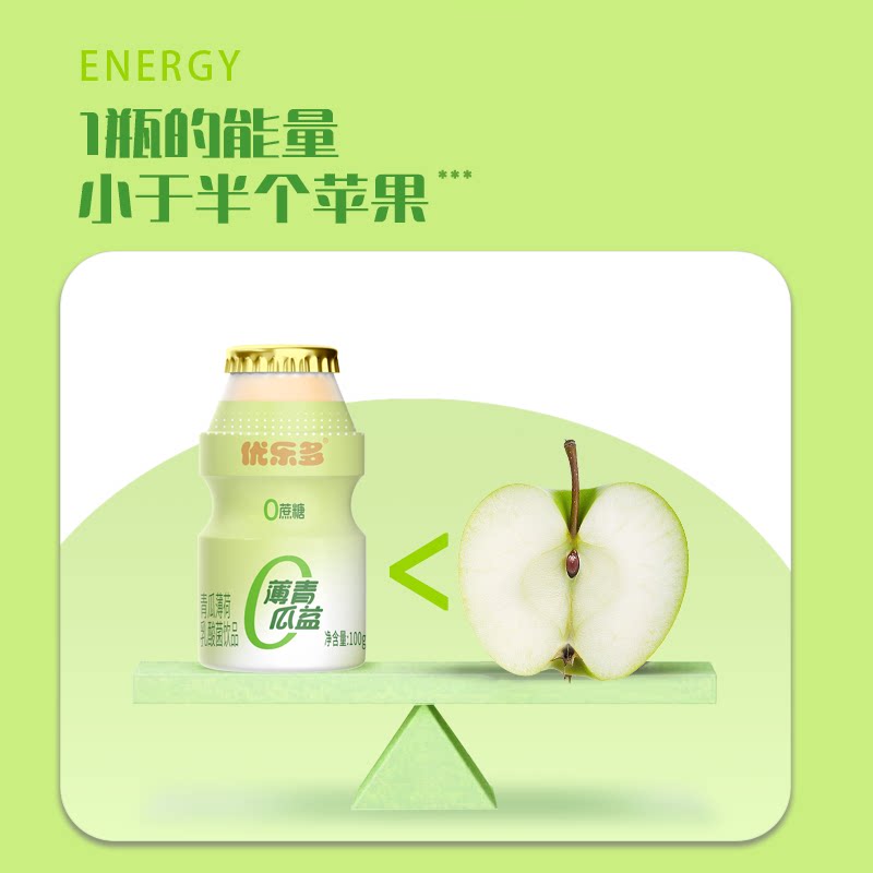 【新品】优乐多乳酸菌青瓜薄荷饮品饮料整箱100gx20瓶官方旗舰店
