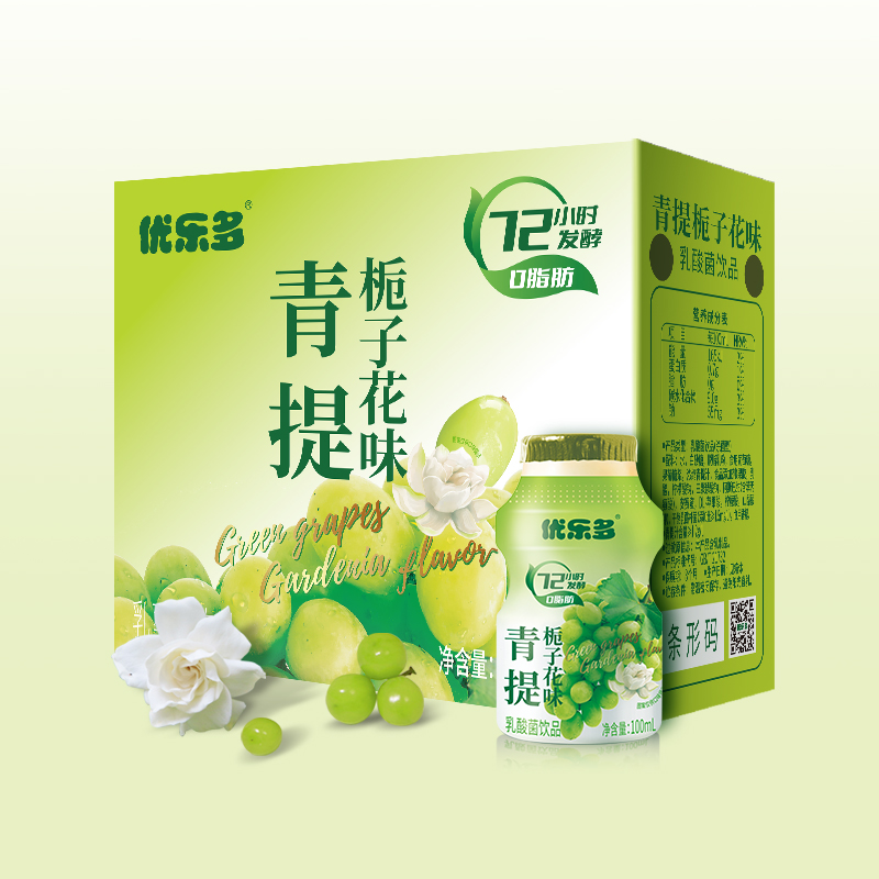 优乐多 青提味/白桃茉莉乳酸菌饮料 100ml*20瓶