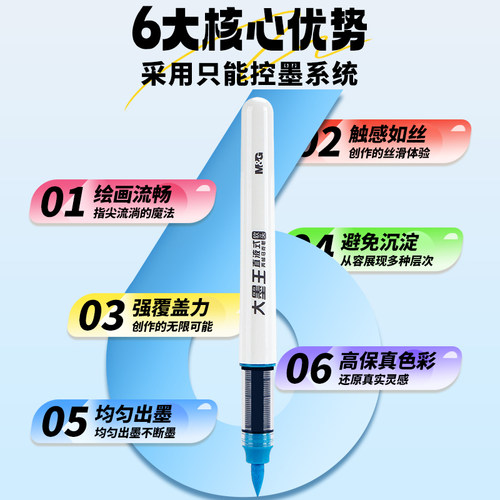 晨光直液式大墨王丙烯马克笔小学生用24色软头大容量幼儿园儿童绘画涂鸦美术专用彩笔48色可水洗不透纸可叠色 - 图0