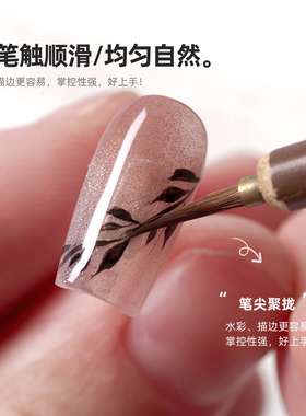 美甲笔水彩笔木杆笔锋柔顺不分叉古风狼毫彩绘拉线笔手绘美甲工具