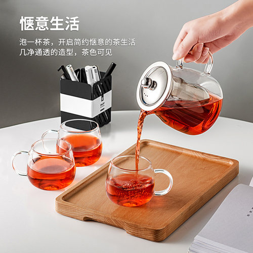 忆壶茶玻璃小茶杯带把手茶具配件功夫茶具耐热加厚家用小喝水杯子 - 图2